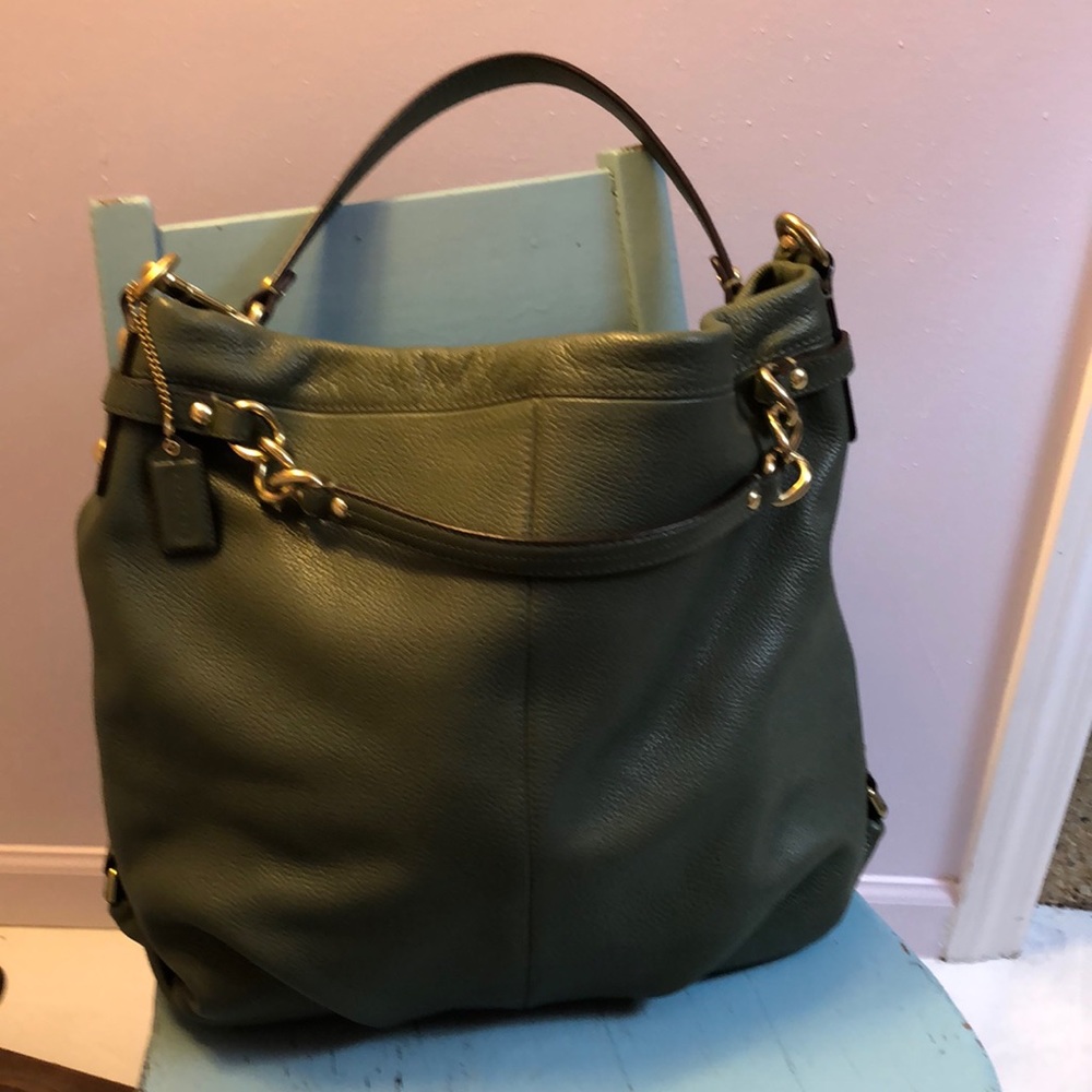 Green leather Coach hobo bag